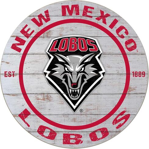 KH Sports Fan New Mexico Lobos Weathered Circle Sign, 20x20 Inches, Lobos Decor for Dorm Room, Fan Cave, Living Room; Display Your Team Spirit with This New Mexico Lobos Wall Art in Saudi Arabia