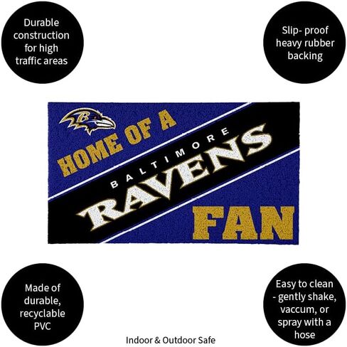 Team Sports America Baltimore Ravens, Officially Licensed Door Mat 28 x 16 Inches Indoor Outdoor Sports Fan Rug in Saudi Arabia