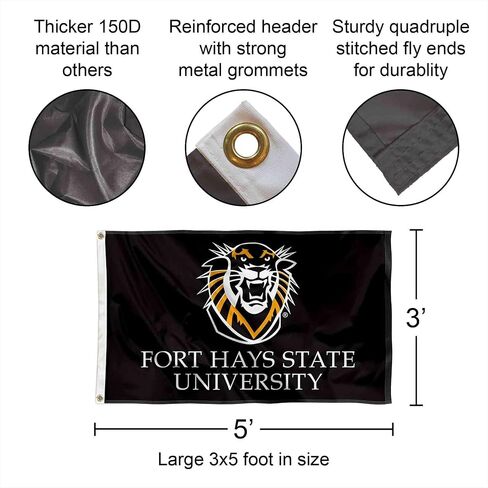 Fort Hays State Tigers Wordmark Logo 3x5 Grommet Flag in Saudi Arabia