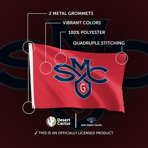 Desert Cactus Saint Mary's College of California SMCC Flag - 3 x 5 Feet Gaels Banner, Indoor/Outdoor Durable Fabric, 100% Polyester Design (Style 1) in Saudi Arabia