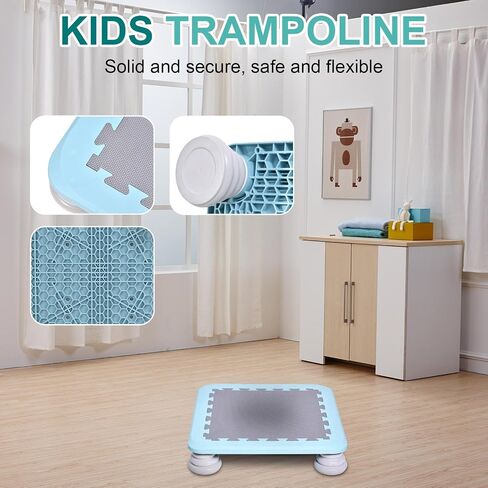 Indoor Small Trampoline for Kids Ages 6-12 | 25 Inch Square Leaps and Rebounds Trampoline | Bouncing Board with Non-Slip Base | Autisms Kid Sensory Integration Training Body-Building in Saudi Arabia
