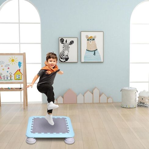 Indoor Small Trampoline for Kids Ages 6-12 | 25 Inch Square Leaps and Rebounds Trampoline | Bouncing Board with Non-Slip Base | Autisms Kid Sensory Integration Training Body-Building in Saudi Arabia