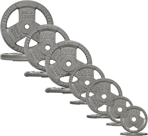 Fitvids Standard Cast Iron 1-Inch Weight Plate Sets for Strength Training & Weightlifting, 35 LBS or 75 LBS or 120 LBS Sets in Saudi Arabia
