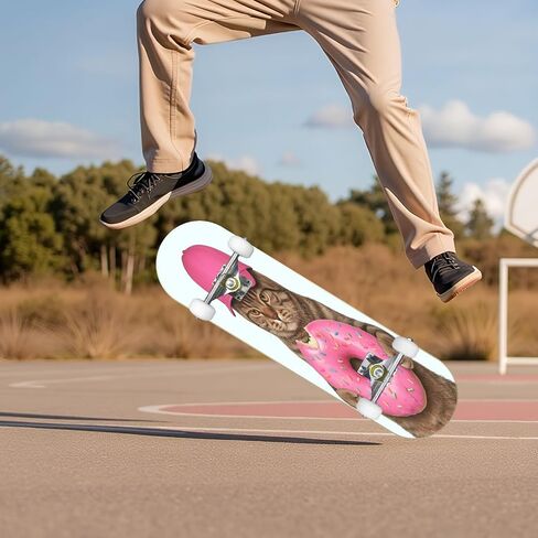 Skateboard Colorful Doodles Complete Skateboard 7 Layer Maple Wood Deck 31" x 8" Double Kick Concave Skateboards for Beginners Teens Adults in Saudi Arabia