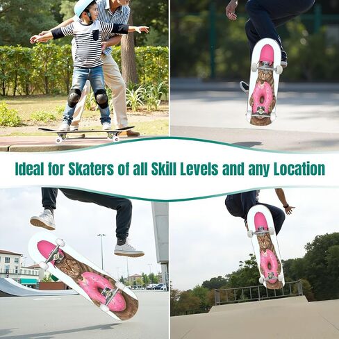 Skateboard Colorful Doodles Complete Skateboard 7 Layer Maple Wood Deck 31" x 8" Double Kick Concave Skateboards for Beginners Teens Adults in Saudi Arabia
