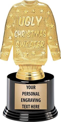 Crown Awards Christmas Party Trophies, 5 1/2" Custom Ugly Christmas Sweater Trophy Prize, Prime in Saudi Arabia