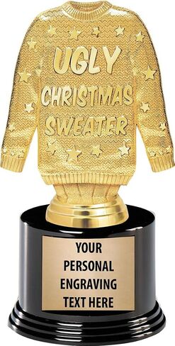 Crown Awards Christmas Party Trophies, 5 1/2" Custom Ugly Christmas Sweater Trophy Prize, Prime in Saudi Arabia