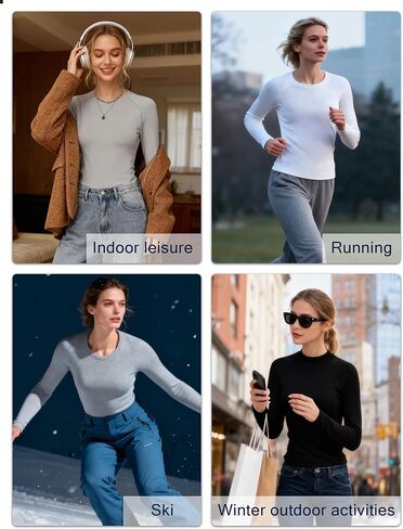 Long Sleeve Thermal Shirts for Women, Fleece-Lined Undershirts Base Layer Tops for Running Workout Cold Weather in Saudi Arabia