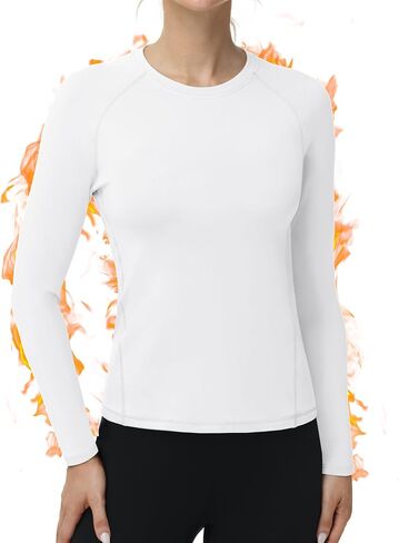 Long Sleeve Thermal Shirts for Women, Fleece-Lined Undershirts Base Layer Tops for Running Workout Cold Weather in Saudi Arabia