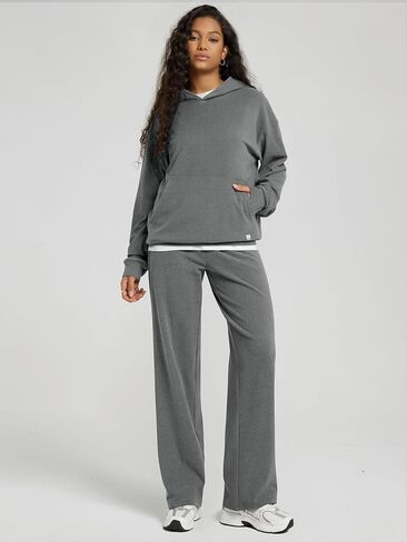 ODODOS Women’s Brushed Fleece Straight Leg Pants – Cozy Warm High-Rise Relaxed Lounge Sweatpants with Pockets - 29" Inseam in Kuwait