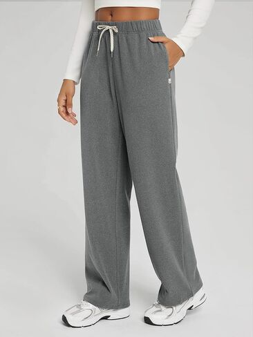 ODODOS Women’s Brushed Fleece Straight Leg Pants – Cozy Warm High-Rise Relaxed Lounge Sweatpants with Pockets - 29" Inseam in Kuwait