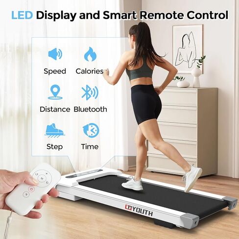 جهاز سير للمشي من جويوث، جهاز سير تحت المكتب للمكتب المنزلي، جهاز سير مدمج بحزام عريض بسعة 300 رطل، جهاز تحكم عن بعد للمشي والركض ممتص للصدمات بقوة 2.25 حصان in Kuwait