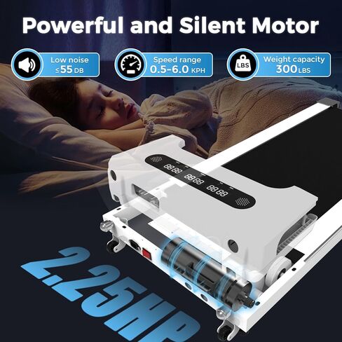 جهاز سير للمشي من جويوث، جهاز سير تحت المكتب للمكتب المنزلي، جهاز سير مدمج بحزام عريض بسعة 300 رطل، جهاز تحكم عن بعد للمشي والركض ممتص للصدمات بقوة 2.25 حصان in Kuwait