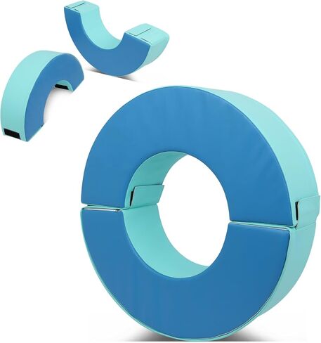 Exercise Gym Mat 31.5" Diameter Kids Foam Gymnastics Mat, Bridge Play Foam Module Detachable, Tumbling Mat for Children, Versatile Design for Crawling, Tumbling and Coordination Training in Kuwait