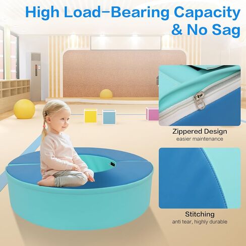 Exercise Gym Mat 31.5" Diameter Kids Foam Gymnastics Mat, Bridge Play Foam Module Detachable, Tumbling Mat for Children, Versatile Design for Crawling, Tumbling and Coordination Training in Kuwait