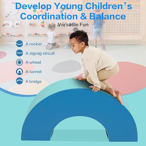 Exercise Gym Mat 31.5" Diameter Kids Foam Gymnastics Mat, Bridge Play Foam Module Detachable, Tumbling Mat for Children, Versatile Design for Crawling, Tumbling and Coordination Training in Kuwait