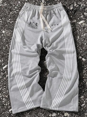 Men's Graphic Baggy Sweatpants Y2k Striped Drawstring Elastic Waist Athletic Trousers in Saudi Arabia