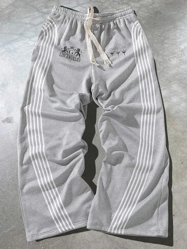 Men's Graphic Baggy Sweatpants Y2k Striped Drawstring Elastic Waist Athletic Trousers in Saudi Arabia