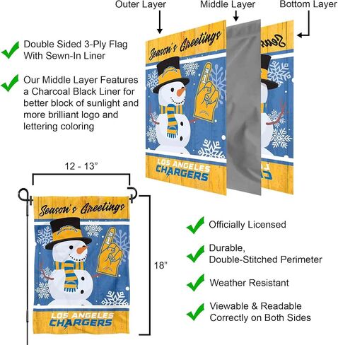 Los Angeles Chargers Holiday Winter Snow Garden Flag Double Sided Banner in Saudi Arabia