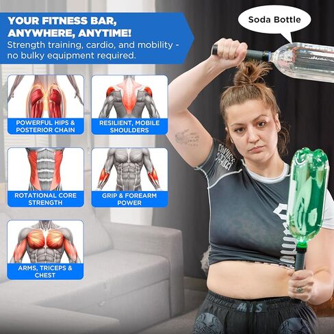 Modular Fitness Equipment Doubles as Clubbell, Mace, Forearm Roller, Jump Rope, Dumbbell set, Barbell – Dumbbars Portable Workout Set At Home Workout for Posture Improvement, Muscle Building in Saudi Arabia