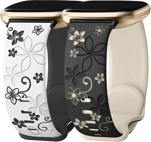 2 حزمة من الأربطة المنقوشة بالزهور من أجل Fitbit Sense 2 / Sense Fitbit Versa 4/ Versa 3 للسيدات، حزام رياضي من السيليكون الناعم ذو لونين لطيف in Kuwait