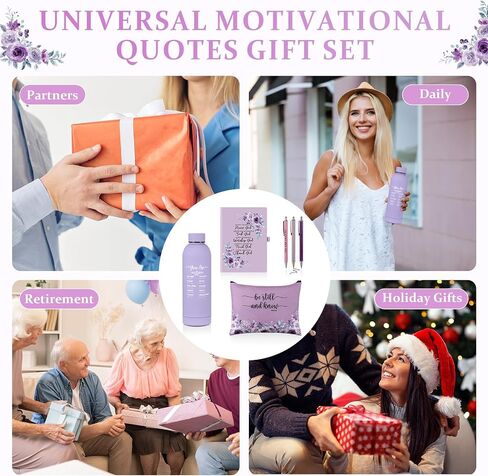 LemonRoad 6 Pcs Christian Gift Set for Women 17 oz Water Bottle, Makeup Bags, Ballpoint Pens, A5 Notebook Journal Kit Religious Bible Study Supplies for Christmas Pastor's Sunday School Church(Purple) in Saudi Arabia