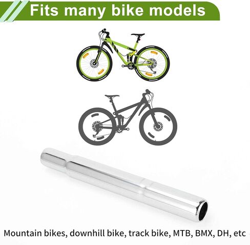 Universal 25.4x200mm Silver Tone Bike Seat Posts Durable Bike Saddle Post Seat Tube Steel 1 Pc in Saudi Arabia