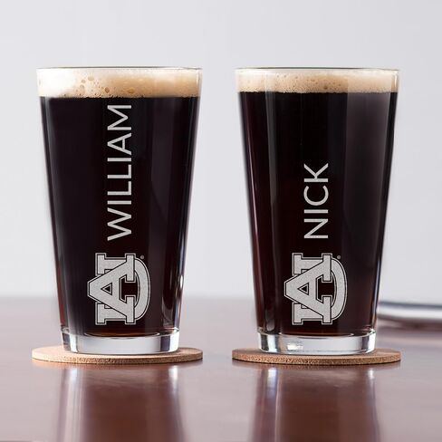 Lifetime Creations Personalized Auburn Tigers Pint Glass - Officially Licensed, Engraved 16 oz Customized Beer Glass, Graduation Birthday Gift for Men, Basketball, Football Fan, Made in USA in Saudi Arabia