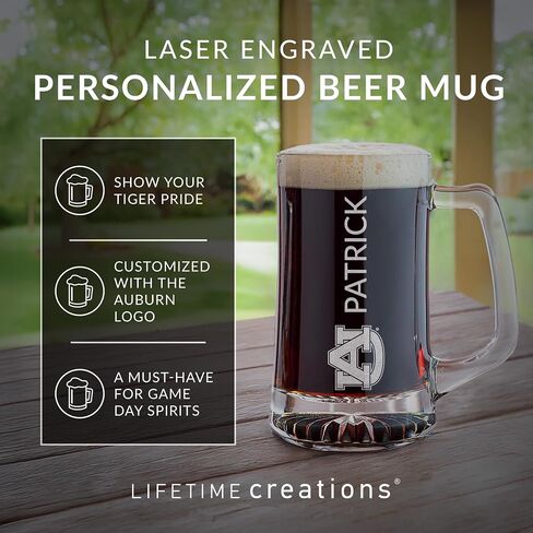 Lifetime Creations Personalized Auburn Tigers Pint Glass - Officially Licensed, Engraved 16 oz Customized Beer Glass, Graduation Birthday Gift for Men, Basketball, Football Fan, Made in USA in Saudi Arabia