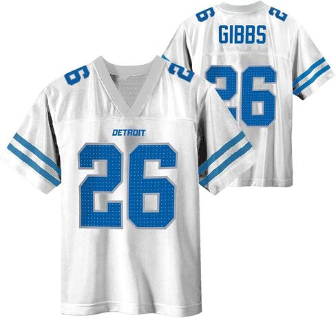 Jahmyr Gibbs Detroit Lions White #26 NFL Kids Youth 4-20 Name and Number Away Player Football Jersey in Saudi Arabia