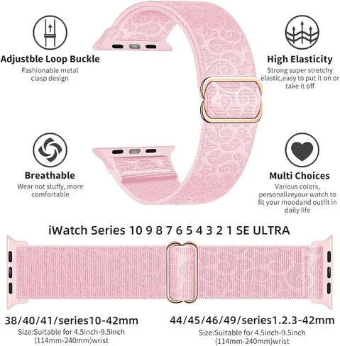 Elastic Single Loop Compatible with Apple Watch Band 38mm 40mm 41mm 42mm 44mm 45mm 46mm 49mm Women Men Sport Nylon Elastic Band Woven Wristband for iWatch Series 10 9 8 7 6 5 4 3 Ultra SE in Saudi Arabia