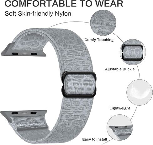 Elastic Single Loop Compatible with Apple Watch Band 38mm 40mm 41mm 42mm 44mm 45mm 46mm 49mm Women Men Sport Nylon Elastic Band Woven Wristband for iWatch Series 10 9 8 7 6 5 4 3 Ultra SE in Saudi Arabia
