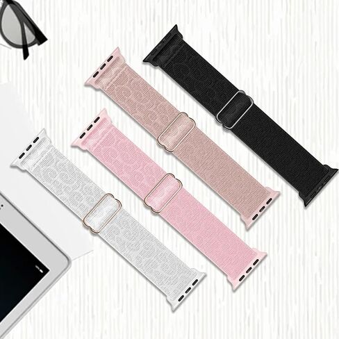 Elastic Single Loop Compatible with Apple Watch Band 38mm 40mm 41mm 42mm 44mm 45mm 46mm 49mm Women Men Sport Nylon Elastic Band Woven Wristband for iWatch Series 10 9 8 7 6 5 4 3 Ultra SE in Saudi Arabia