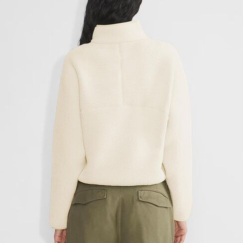 بلوزات الصوف للنساء اقتصاص كم طويل نصف سحاب البلوز شيربا سترة معاطف دافئة غامض مع جيوب in Kuwait