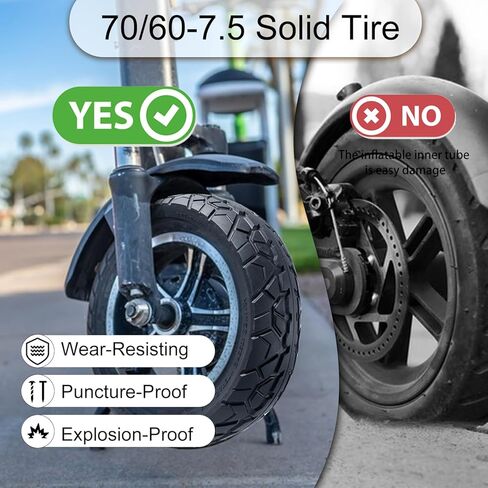 70/60-7.5 Off-road Solid Tire, 11 inch Scooter Tubeless Solid Tire, for Ninebot Max G3/ZT3/ZT3 Pro Electric Scooter (1 Pack) in Kuwait