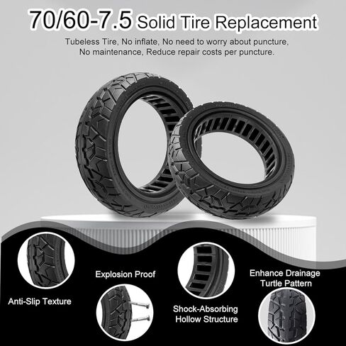 70/60-7.5 Off-road Solid Tire, 11 inch Scooter Tubeless Solid Tire, for Ninebot Max G3/ZT3/ZT3 Pro Electric Scooter (1 Pack) in Kuwait