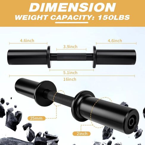 16" Olympic Dumbbell Handles, Pair Loadable Dumbbell Bars for 2-inch Weight Plates with Rotating Sleeves & 4 Spring Collars, Home Gym Strength Training in Saudi Arabia