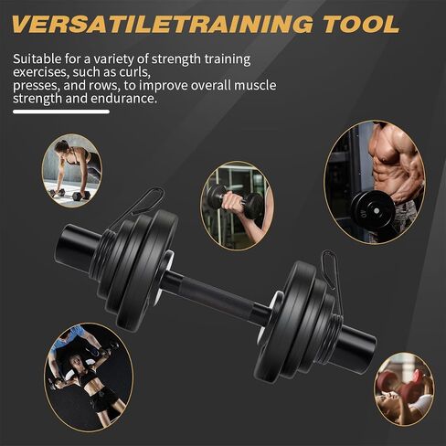 16" Olympic Dumbbell Handles, Pair Loadable Dumbbell Bars for 2-inch Weight Plates with Rotating Sleeves & 4 Spring Collars, Home Gym Strength Training in Saudi Arabia