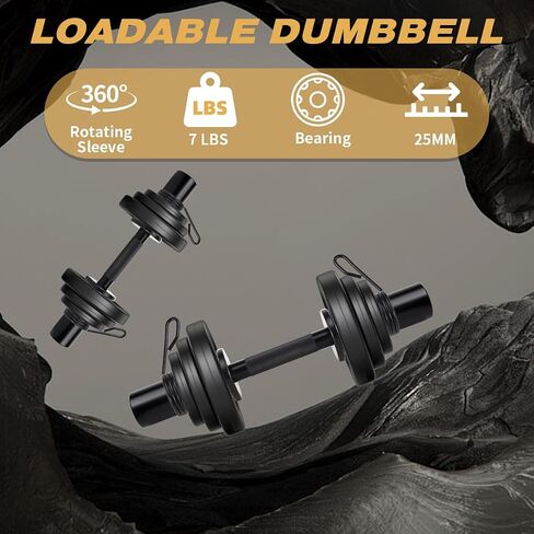 16" Olympic Dumbbell Handles, Pair Loadable Dumbbell Bars for 2-inch Weight Plates with Rotating Sleeves & 4 Spring Collars, Home Gym Strength Training in Saudi Arabia