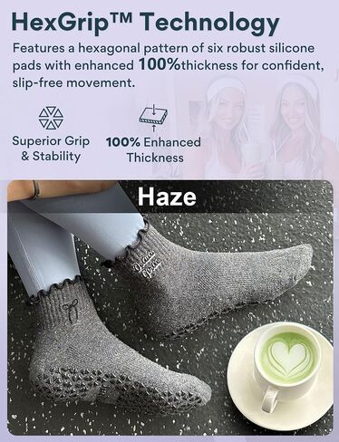 Pilates Grip Socks Cute Ruffle Yoga Socks, Organic Cotton Ankle Socks Grippy Silicone for Barre, Moisture Wicking in Kuwait