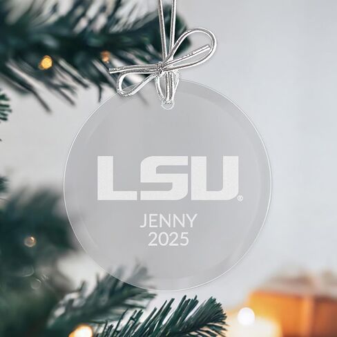 Lifetime Creations Personalized Alabama Crimson Tide Glass Ornament – Officially Licensed 3" Round Beveled Edge, Laser Engraved Logo with Silver Bow – Gift Boxed Christmas or Graduation Gift in Saudi Arabia