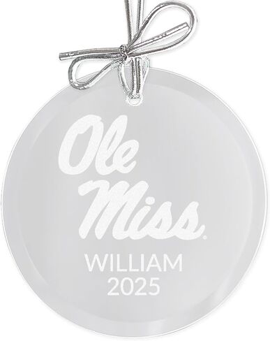 Lifetime Creations Personalized Alabama Crimson Tide Glass Ornament – Officially Licensed 3" Round Beveled Edge, Laser Engraved Logo with Silver Bow – Gift Boxed Christmas or Graduation Gift in Saudi Arabia