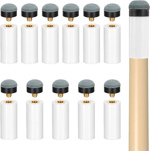 12 Sets Screw On Pool Cue Tips Replacement 12mm Billiard Cues Tips with White Gray Ferrules for Professional and Home Pool Tables Cue Stick Maintenance Repair and Performance Enhancement in Saudi Arabia