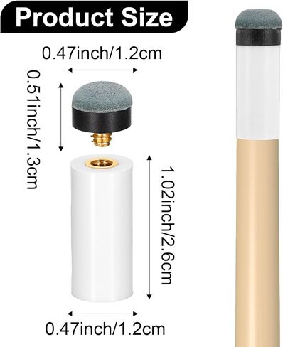 12 Sets Screw On Pool Cue Tips Replacement 12mm Billiard Cues Tips with White Gray Ferrules for Professional and Home Pool Tables Cue Stick Maintenance Repair and Performance Enhancement in Saudi Arabia