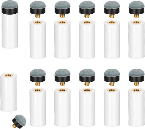 12 Sets Screw On Pool Cue Tips Replacement 12mm Billiard Cues Tips with White Gray Ferrules for Professional and Home Pool Tables Cue Stick Maintenance Repair and Performance Enhancement in Saudi Arabia