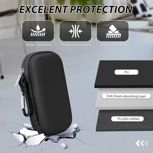 حافظة مراقبة معدل ضربات القلب متوافقة مع KardiaMobile 6L و1L، حقيبة حمل صلبة للسفر لأجهزة مراقبة EKG الشخصية من AliveCor، تتضمن صندوق حبوب منع الحمل (أسود) in Kuwait