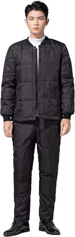 CHERISH Men Down Thermal Underwear Set, Winter Thicken Warm Ultra Base Layer Top & Bottom (Black, L) in Saudi Arabia