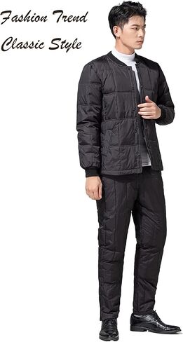 CHERISH Men Down Thermal Underwear Set, Winter Thicken Warm Ultra Base Layer Top & Bottom (Black, L) in Saudi Arabia