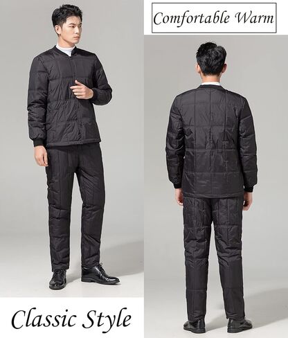 CHERISH Men Down Thermal Underwear Set, Winter Thicken Warm Ultra Base Layer Top & Bottom (Black, L) in Saudi Arabia