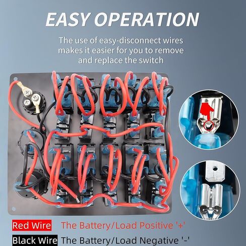 Generic 10 Gang Marine Rocker Switch Panel with Voltmeter Dual USB Car Charger Power Socket Boat Horn Button 12V 24V RV Switch Panel Waterproof with Circuit Breaker Switch for Truck Automotive (Blue) in Saudi Arabia